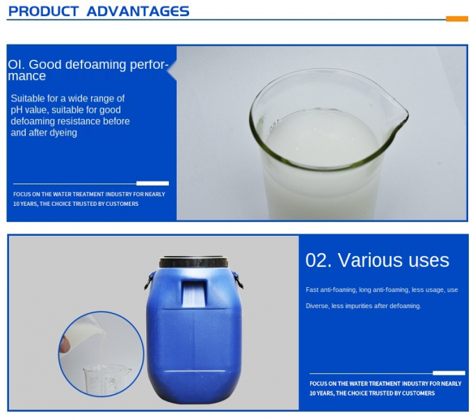 Industrielles Grad-Abwasseraufbereitungs-Textildruckfärbendes Schaum-Unterdrückungs-Silikon-Entschäumungsmittel 3